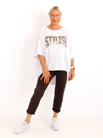 Curvy-Oversize-Shirt STELLA.S – Leo-Statement mit Glitzer-Print – Gr. 42-52