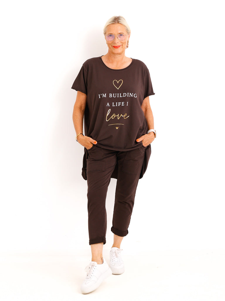 Oversize-Shirt SOFIA.S – Statement-Print mit edlen Goldakzenten – Gr. 38-46