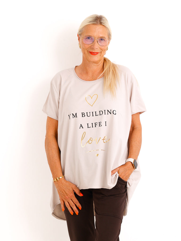Oversize-Shirt SOFIA.S – Statement-Print mit edlen Goldakzenten – Gr. 38-46