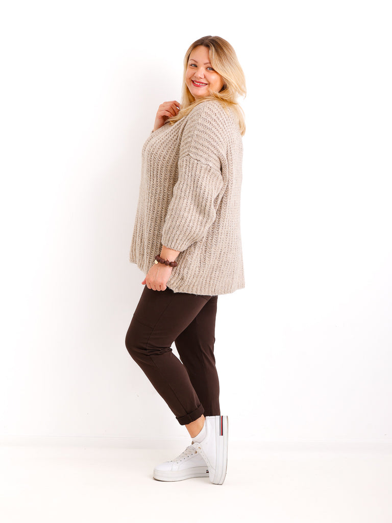 Curvy Size Strickpullover MEGAN.S – Flauschiger Grobstrick – Gr. 42–52