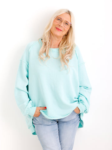Oversize-Sweater FENJA mit Inside-Out-Nähten & Herz-Patch – Gr. 38-46
