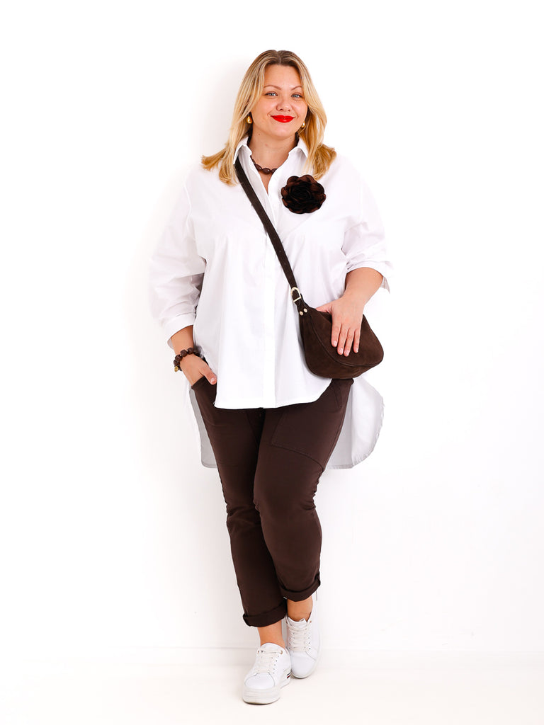XXL Baumwollbluse CHANTI – Extra lang mit verlängerter Rückenpartie – Gr. 42– 54