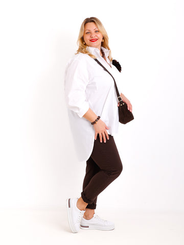 XXL Baumwollbluse CHANTI – Extra lang mit verlängerter Rückenpartie – Gr. 42– 54
