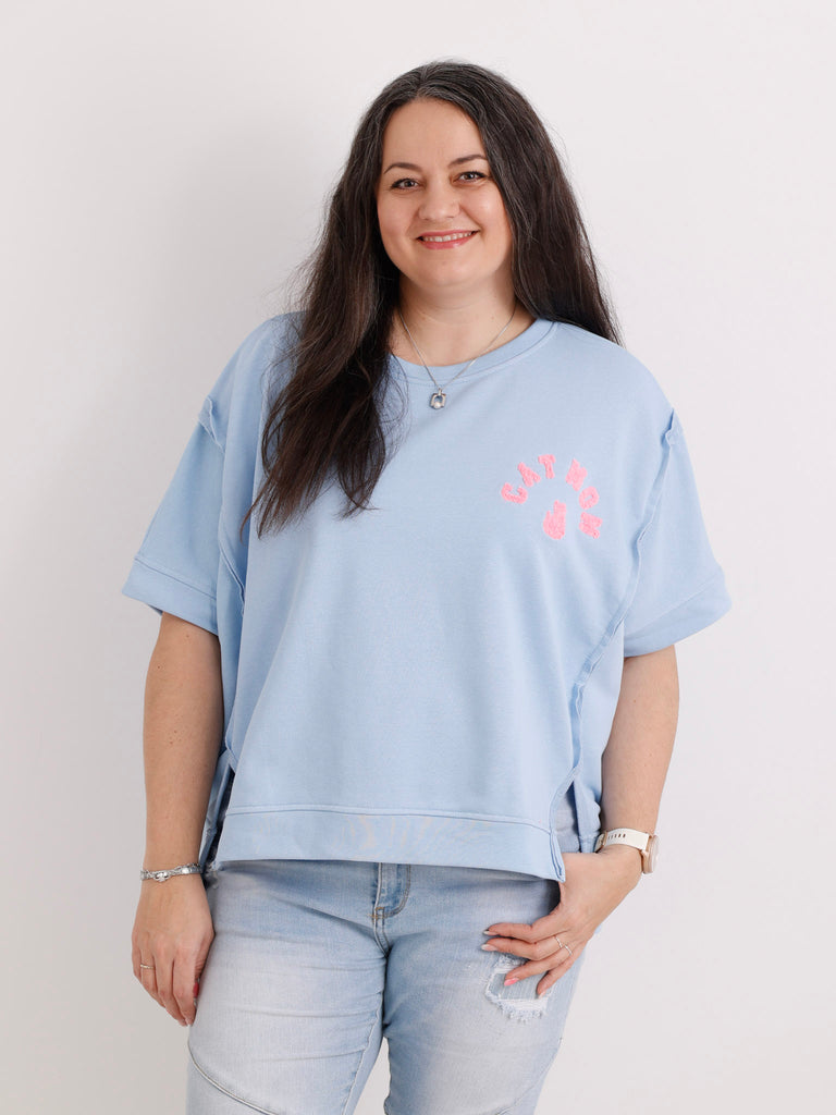 Kurzarm-Sweatshirt CATMOM – One Size Gr. 38-48