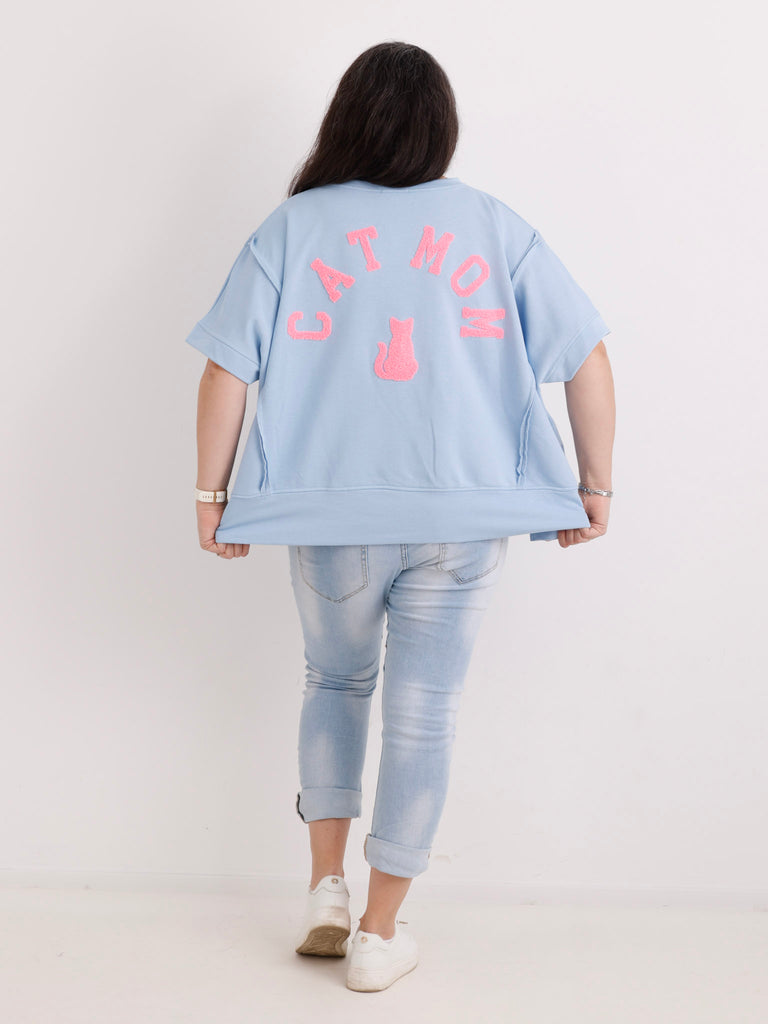 Kurzarm-Sweatshirt CATMOM – One Size Gr. 38-48