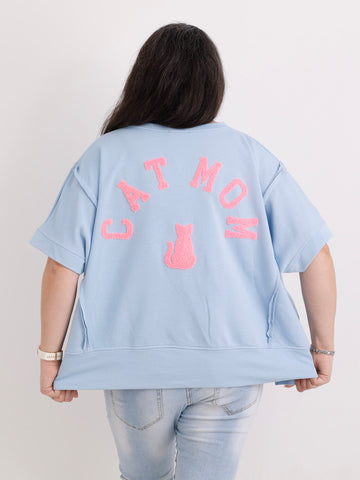 Kurzarm-Sweatshirt CATMOM – One Size Gr. 38-48