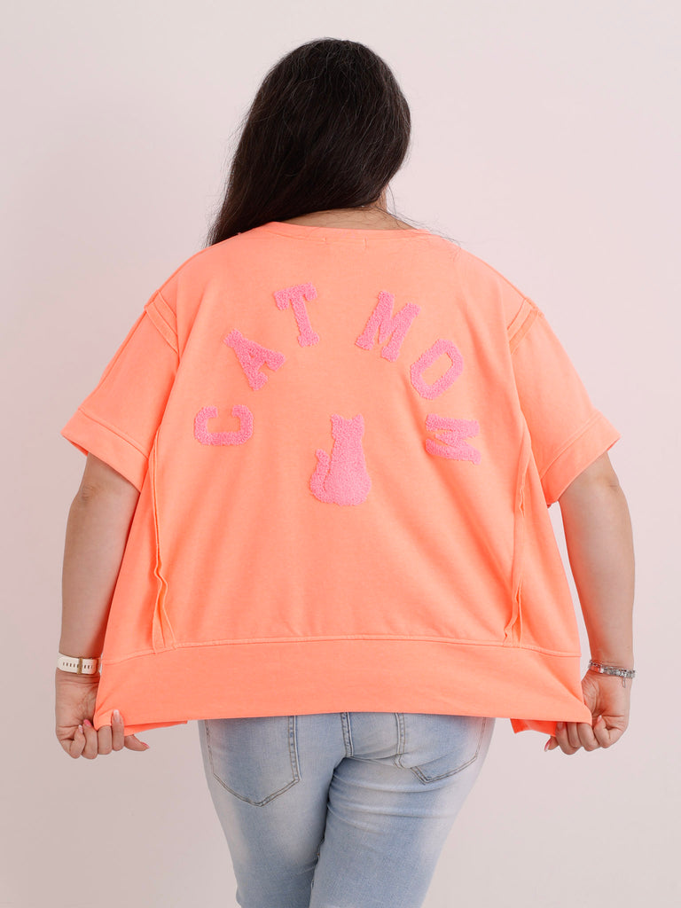 Kurzarm-Sweatshirt CATMOM – One Size Gr. 38-48