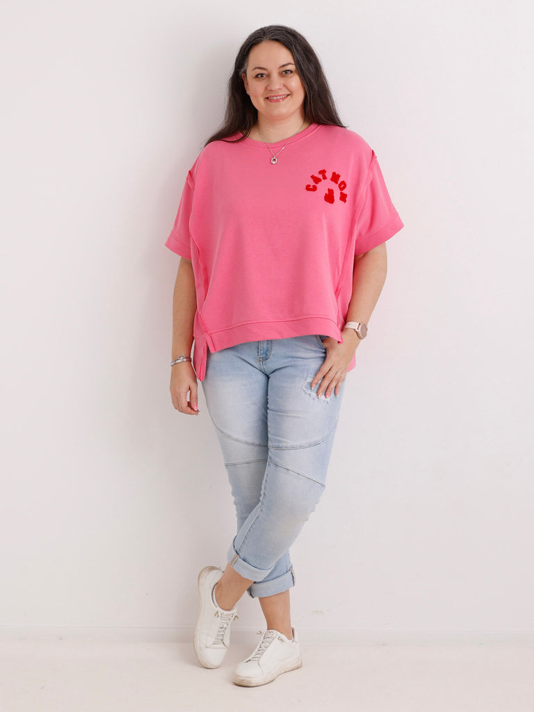 Kurzarm-Sweatshirt CATMOM – One Size Gr. 38-48