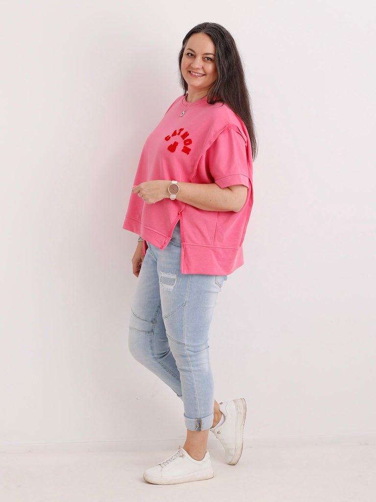 Kurzarm-Sweatshirt CATMOM – One Size Gr. 38-48