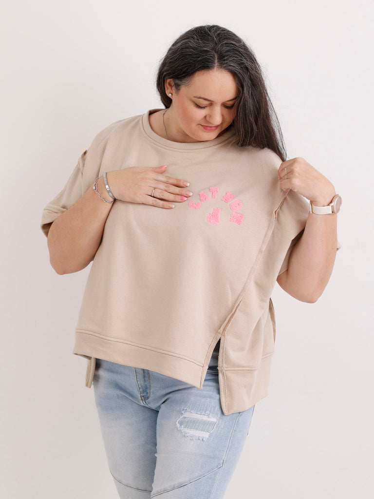 Kurzarm-Sweatshirt CATMOM – One Size Gr. 38-48