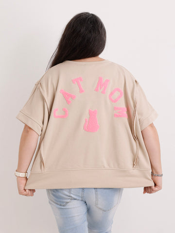 Kurzarm-Sweatshirt CATMOM – One Size Gr. 38-48
