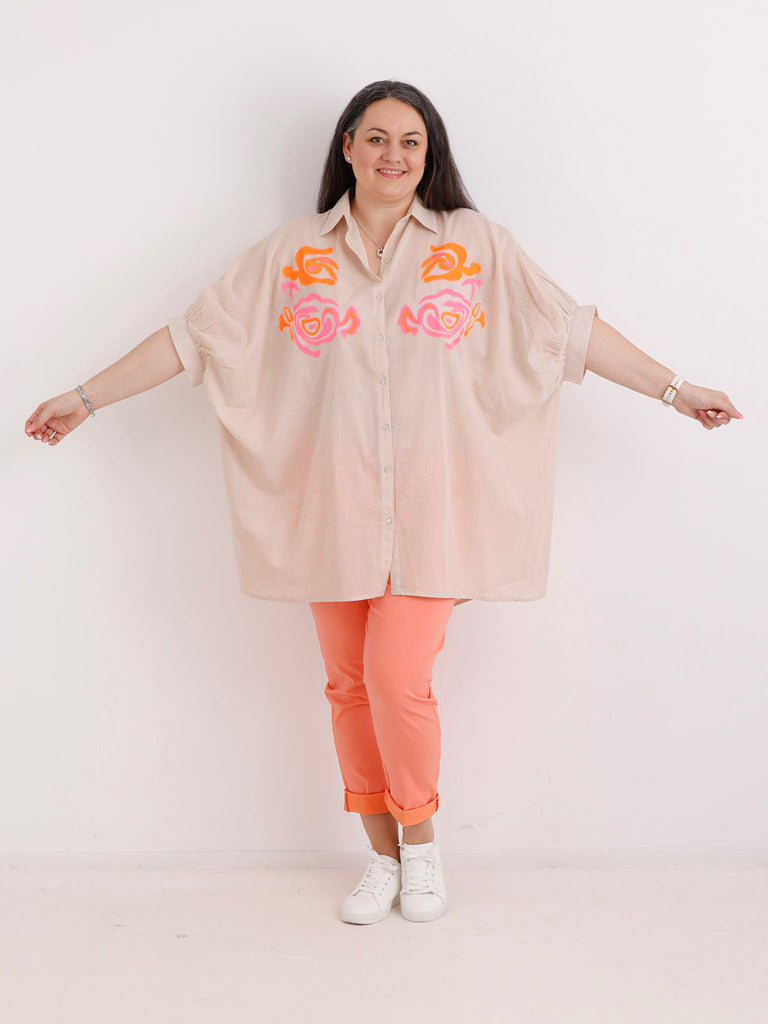 Oversize Baumwoll-Bluse MILOU.S Gr. 40-50
