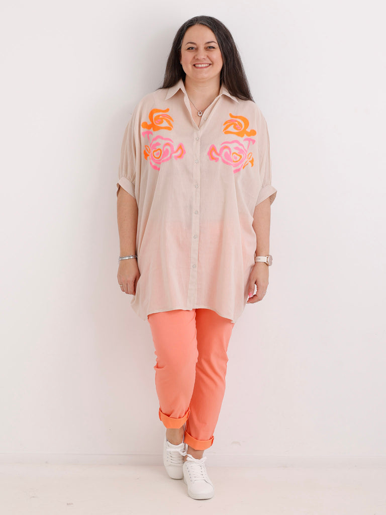 Oversize Baumwoll-Bluse MILOU.S Gr. 40-50