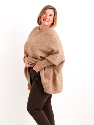 Oversize Strickpullover LINAYA – Extra weiter Kuschelstrick mit Alpaka & Wolle – Gr. 38–48