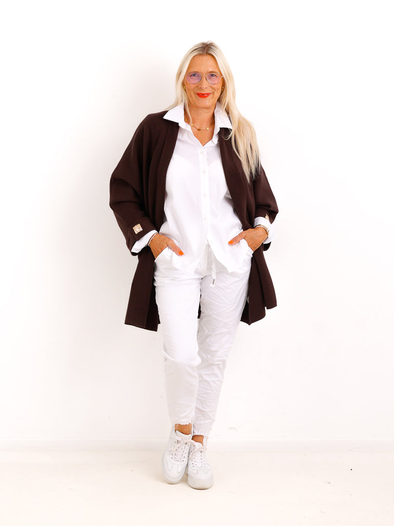 Oversize-Strickjacke VIOLET.S – Lange Feinstrickjacke in offener Silhouette – Gr. 38–48