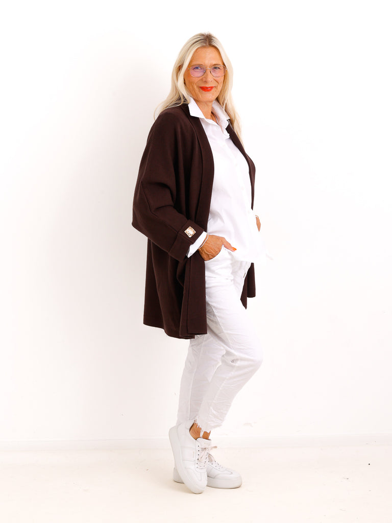 Oversize-Strickjacke VIOLET.S – Lange Feinstrickjacke in offener Silhouette – Gr. 38–48