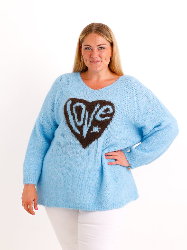 Curvy Pullover LUNESSA – Lässiger Longstyle mit Herz-Motiv – Gr. 42–50