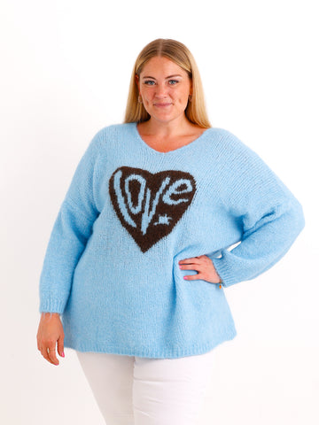 Curvy Pullover LUNESSA – Lässiger Longstyle mit Herz-Motiv – Gr. 42–50