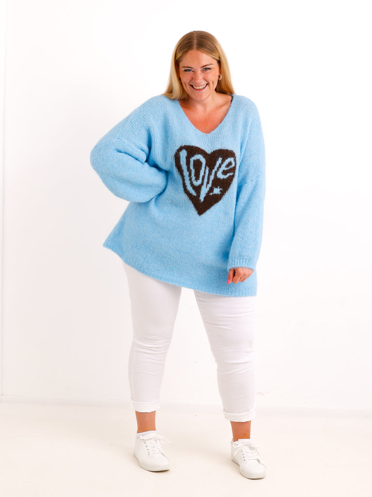 Curvy Pullover LUNESSA – Lässiger Longstyle mit Herz-Motiv – Gr. 42–50