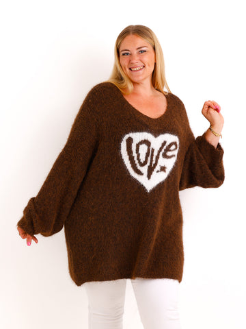 Curvy Pullover LUNESSA – Lässiger Longstyle mit Herz-Motiv – Gr. 42–50