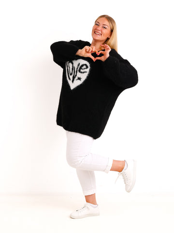 Curvy Pullover LUNESSA – Lässiger Longstyle mit Herz-Motiv – Gr. 42–50
