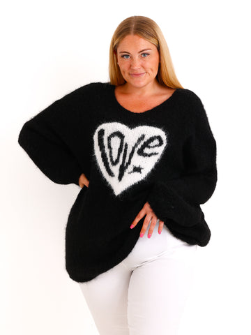 Curvy Pullover LUNESSA – Lässiger Longstyle mit Herz-Motiv – Gr. 42–50