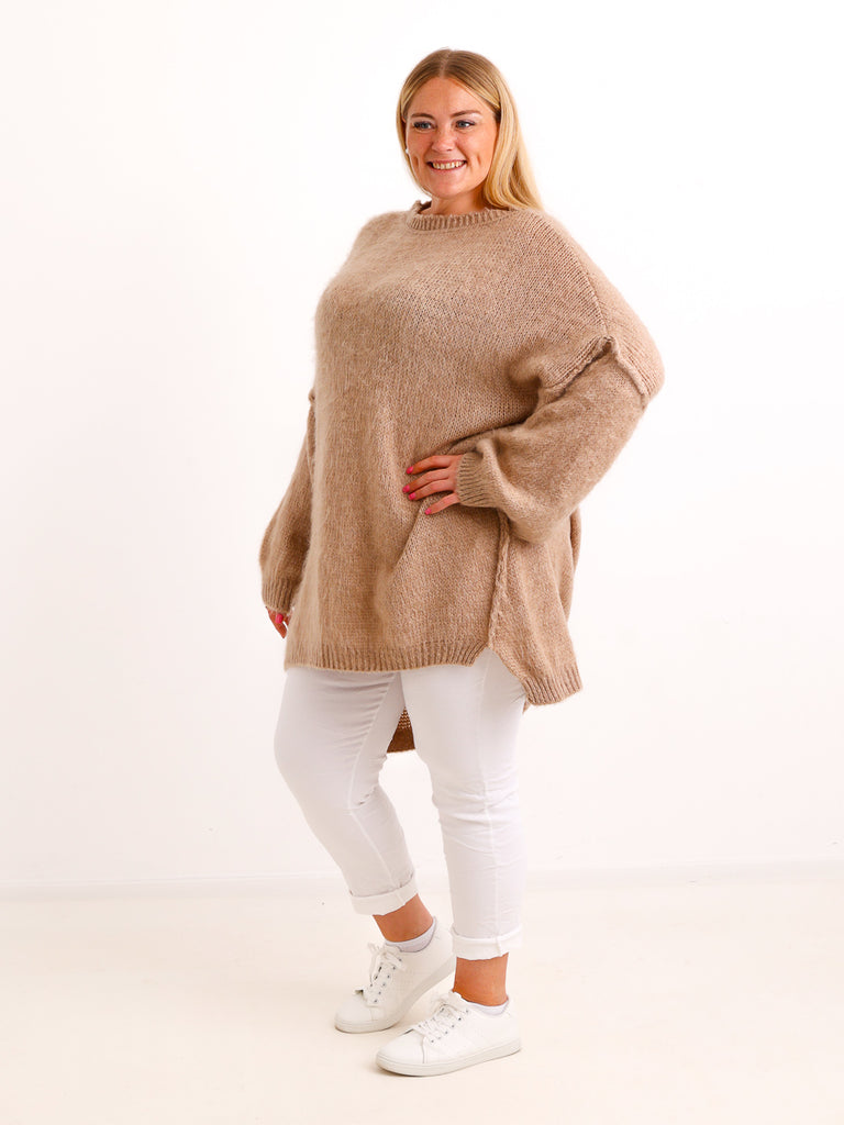 Curvy Pullover VALURA – Extra langer Oversize-Schnitt mit Inside-Out-Nähten – Gr. 48–58