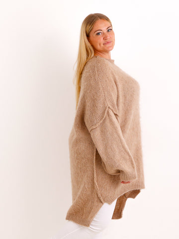 Curvy Pullover VALURA – Extra langer Oversize-Schnitt mit Inside-Out-Nähten – Gr. 48–58