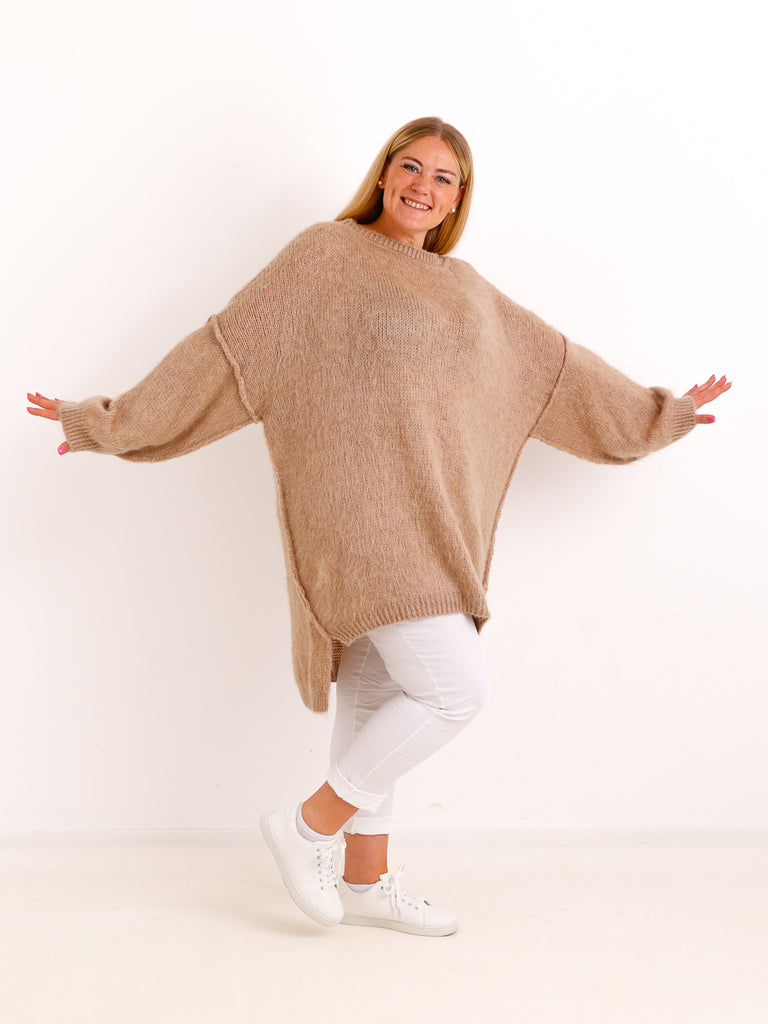 Curvy Pullover VALURA – Extra langer Oversize-Schnitt mit Inside-Out-Nähten – Gr. 48–58
