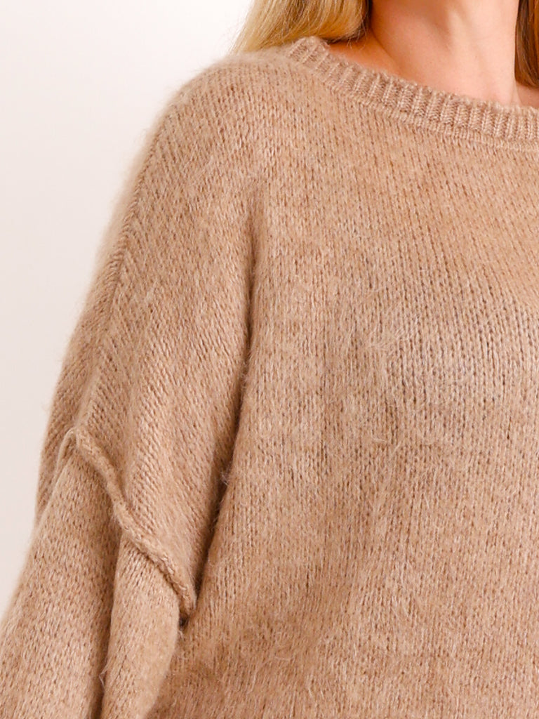Curvy Pullover VALURA – Extra langer Oversize-Schnitt mit Inside-Out-Nähten – Gr. 48–58