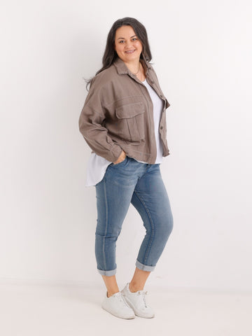 Oversize Jeansjacke ANTONIA – Boxy-Schnitt – Gr. 44/46-50