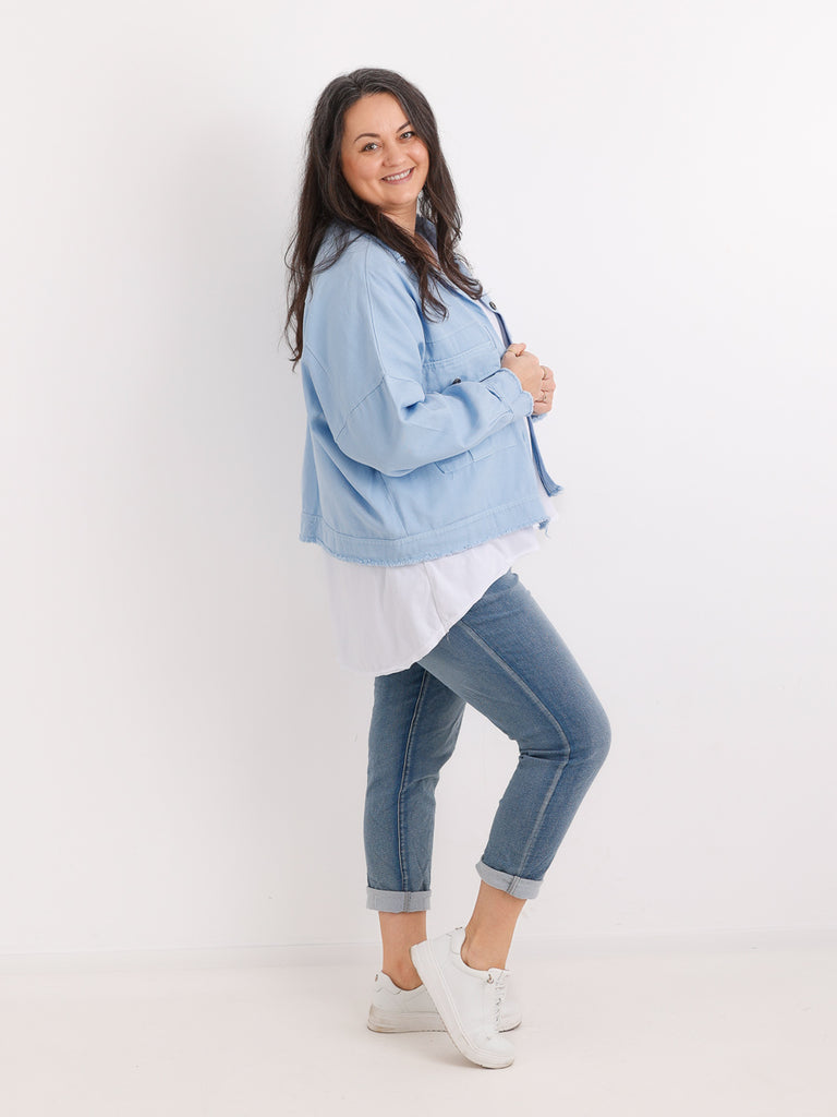 Oversize Jeansjacke ANTONIA – Boxy-Schnitt – Gr. 44/46-50