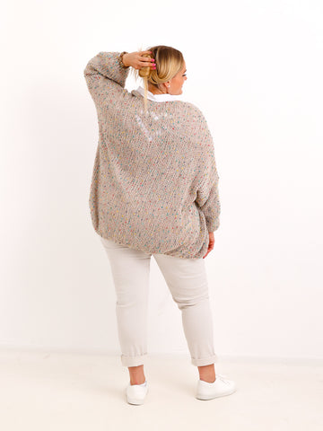 Curvy Strickjacke LIORELLE – Leichter Oversize-Strick mit Herz – Gr. 42–54