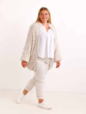Curvy Strickjacke LIORELLE – Leichter Oversize-Strick mit Herz – Gr. 42–54