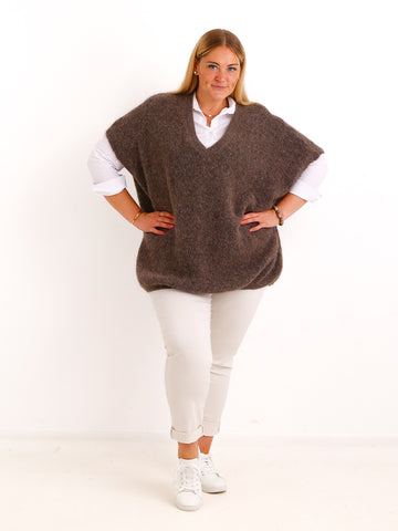 Curvy Pullunder CALYRA – Lässiger Strick-Look mit tiefem V-Ausschnitt – Gr. 44–54