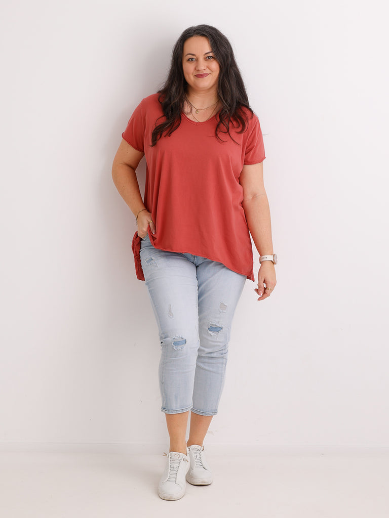 Longshirt EMILY.S – Baumwoll-Stretch – Vokuhila-Schnitt – Gr. 36-46