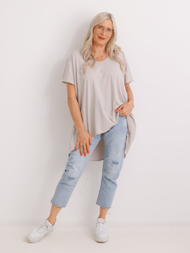 Longshirt EMILY.S – Baumwoll-Stretch – Vokuhila-Schnitt – Gr. 36-46