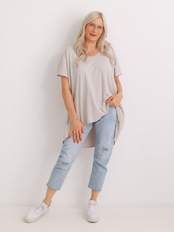 Longshirt EMILY.S – Baumwoll-Stretch – Vokuhila-Schnitt – Gr. 36-46