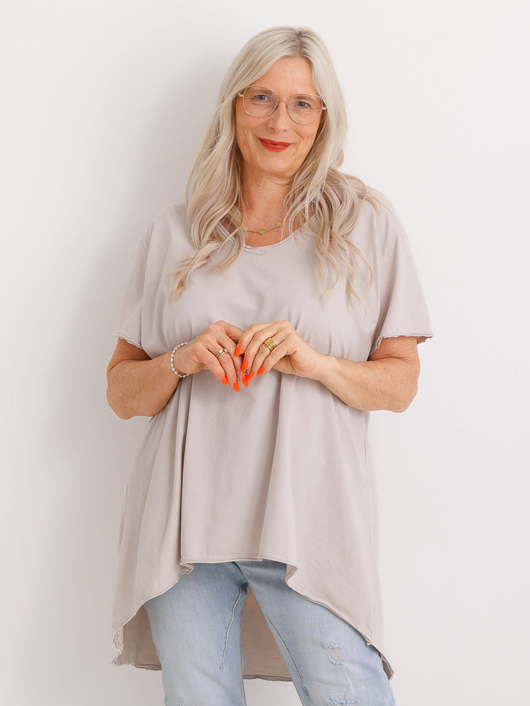 Longshirt EMILY.S – Baumwoll-Stretch – Vokuhila-Schnitt – Gr. 36-46