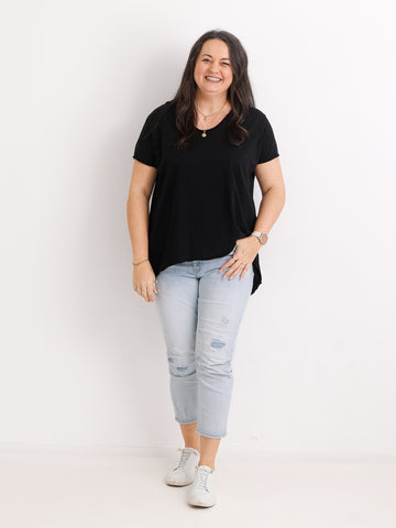 Longshirt EMILY.S – Baumwoll-Stretch – Vokuhila-Schnitt – Gr. 36-46