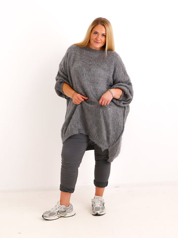 Curvy Pullover VALURA – Extra langer Oversize-Schnitt mit Inside-Out-Nähten – Gr. 48-58