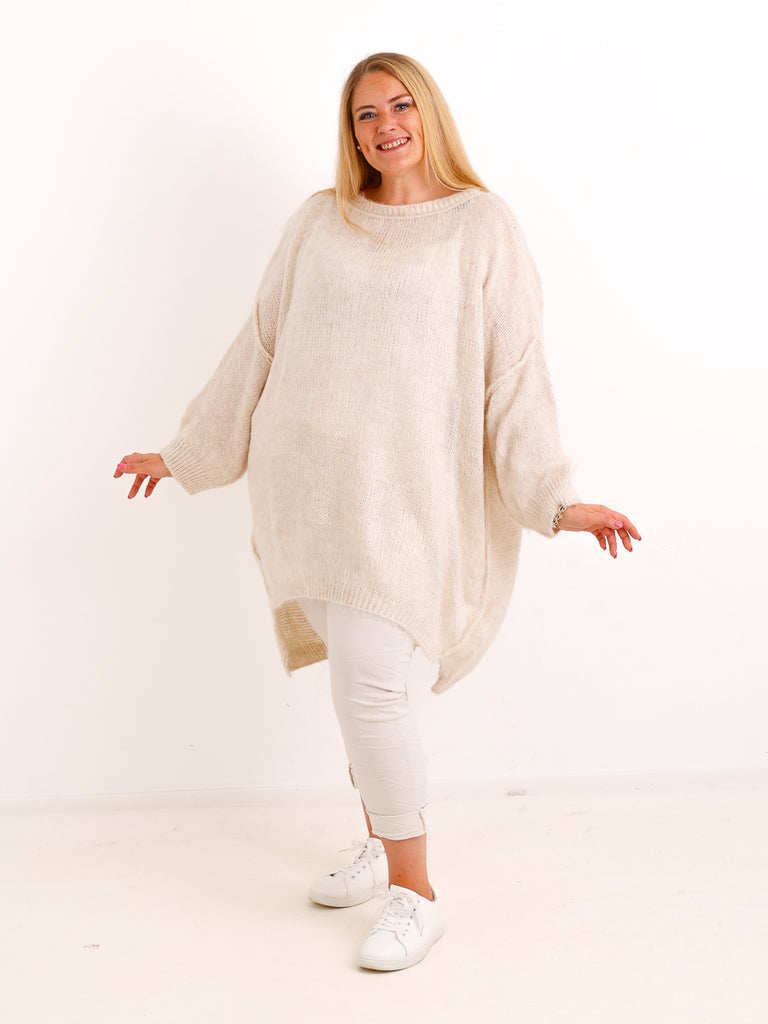 Curvy Pullover VALURA – Extra langer Oversize-Schnitt mit Inside-Out-Nähten – Gr. 48-58
