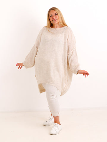 Curvy Pullover VALURA – Extra langer Oversize-Schnitt mit Inside-Out-Nähten – Gr. 48-58