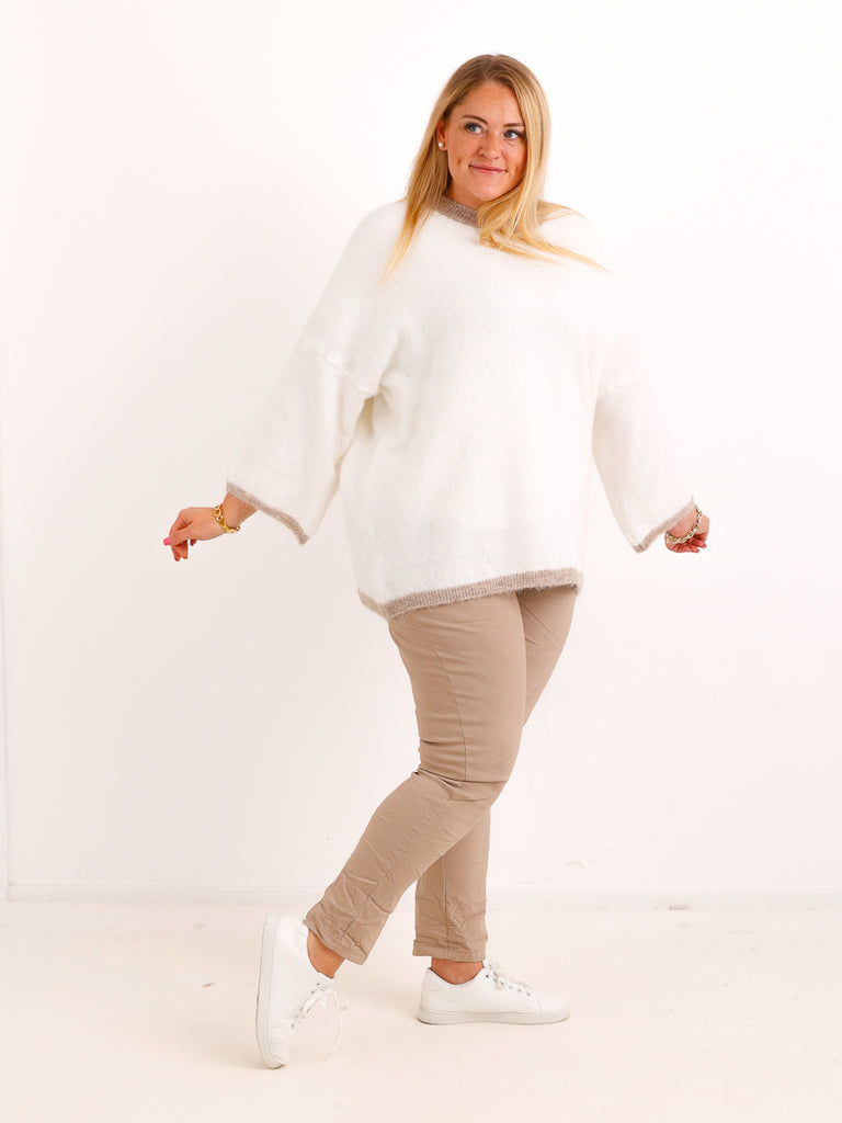 Curvy Size Pullover SORELL – Glattstrick mit kontrastfarbenen Abschlüssen – Gr. 44–50