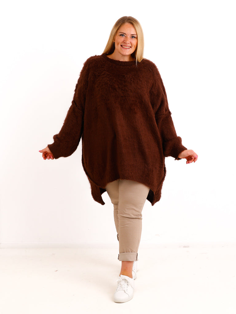 Curvy Pullover VALURA – Extra langer Oversize-Schnitt mit Inside-Out-Nähten – Gr. 48-58