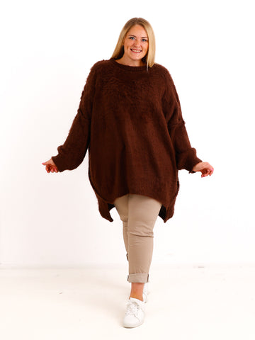 Curvy Pullover VALURA – Extra langer Oversize-Schnitt mit Inside-Out-Nähten – Gr. 48-58