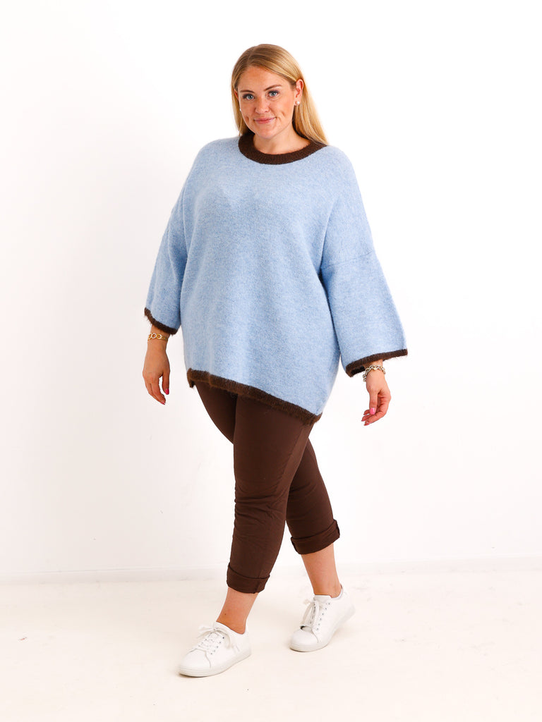 Curvy Size Pullover SORELL – Glattstrick mit kontrastfarbenen Abschlüssen – Gr. 44–50