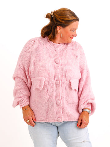 Strickjacke VANELIA – Kuscheliger Uni-Look mit besonderen Strickdetails – Gr. 38–44