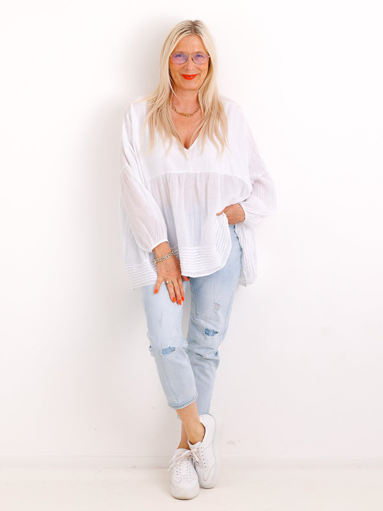 Oversize Tunika FAYE.S – 100% Baumwolle – Semi-transparent – Gr. 36-46