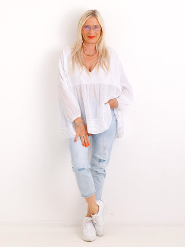 Oversize Tunika FAYE.S – 100% Baumwolle – Semi-transparent – Gr. 36-46